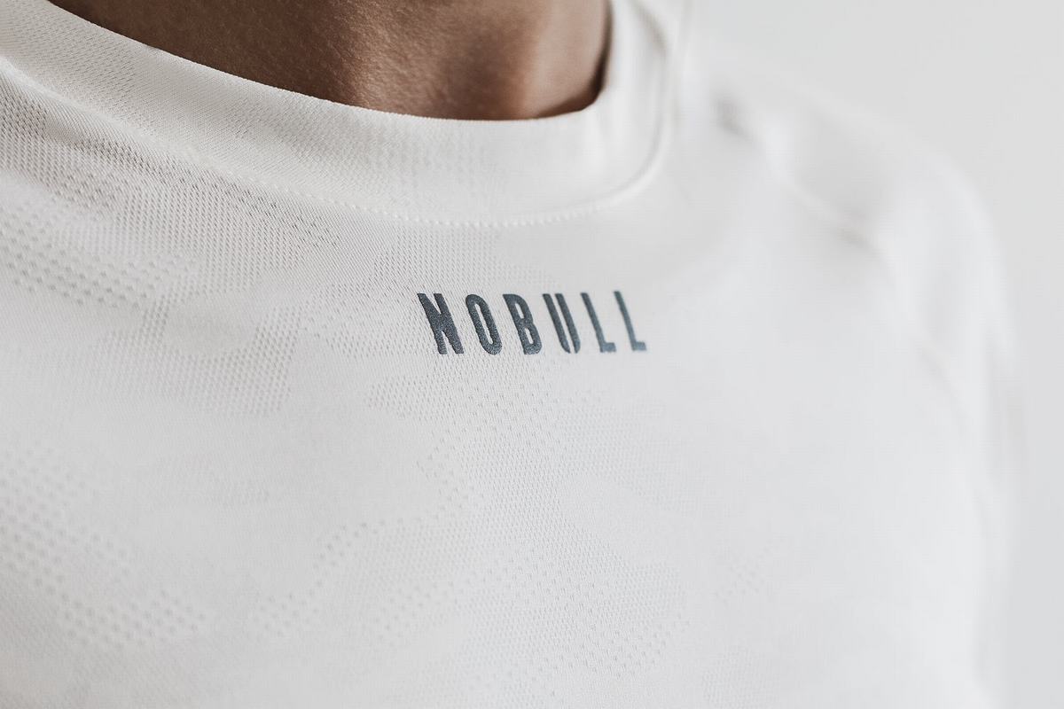 Nobull Lightweight Textured Women's Long Sleeves White Camo | Australia (NG9635)